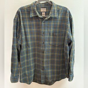 High Sierra Blue And Green Plaid Flannel Shirt XL